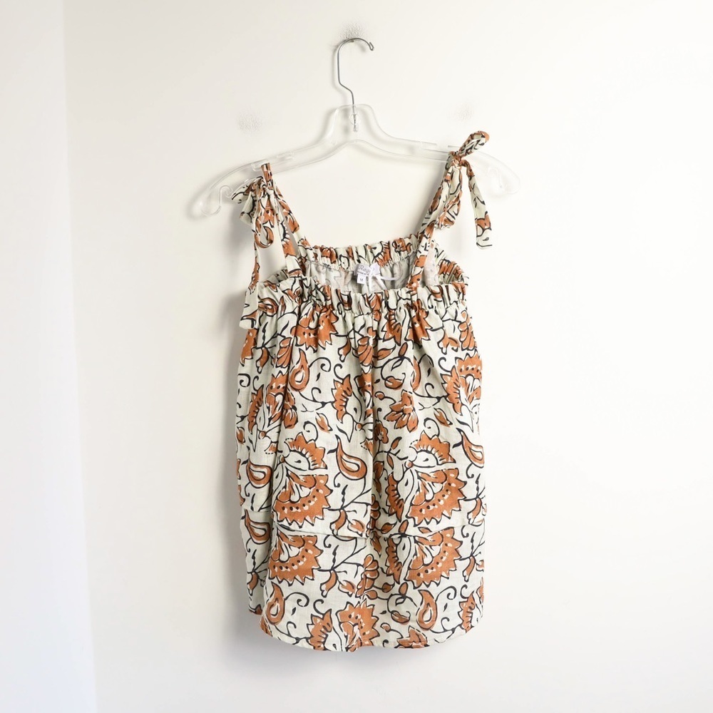 NWT Le Ragazze made in Italy 100% linen top M tiered floral print cottagecore - Picture 11 of 14